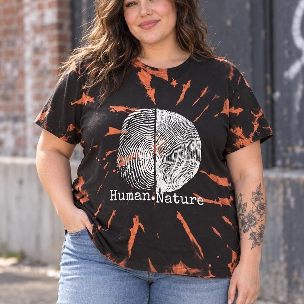 UPCYCLED Time and Tru XXL Women's Black and Orange T-shirt